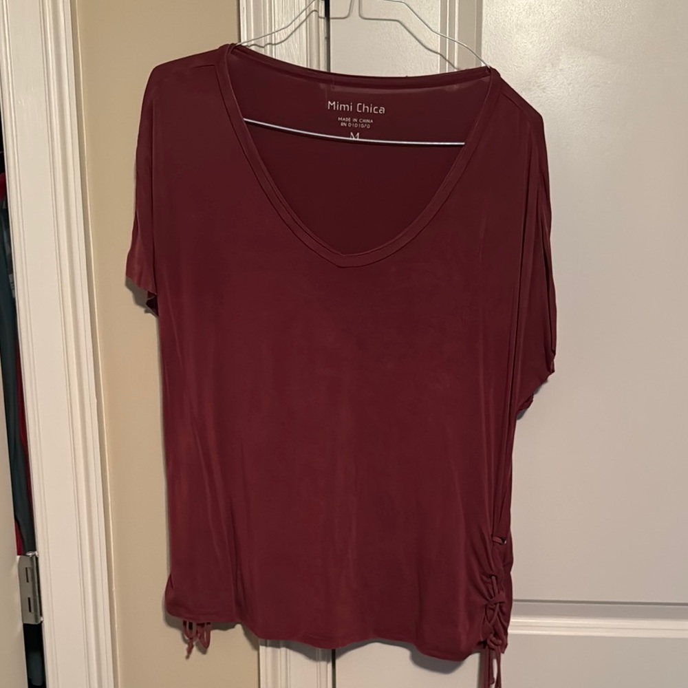 Mimi Chica Women's Burgundy Top
